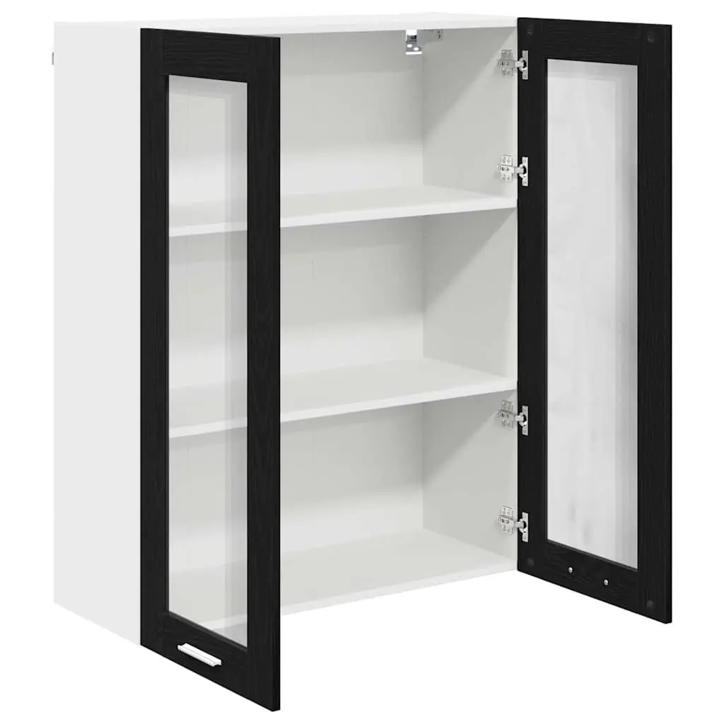 Hanging Kitchen Cabinet Black Oak Modern Storage 80 x 31 x 100 cm Engineered