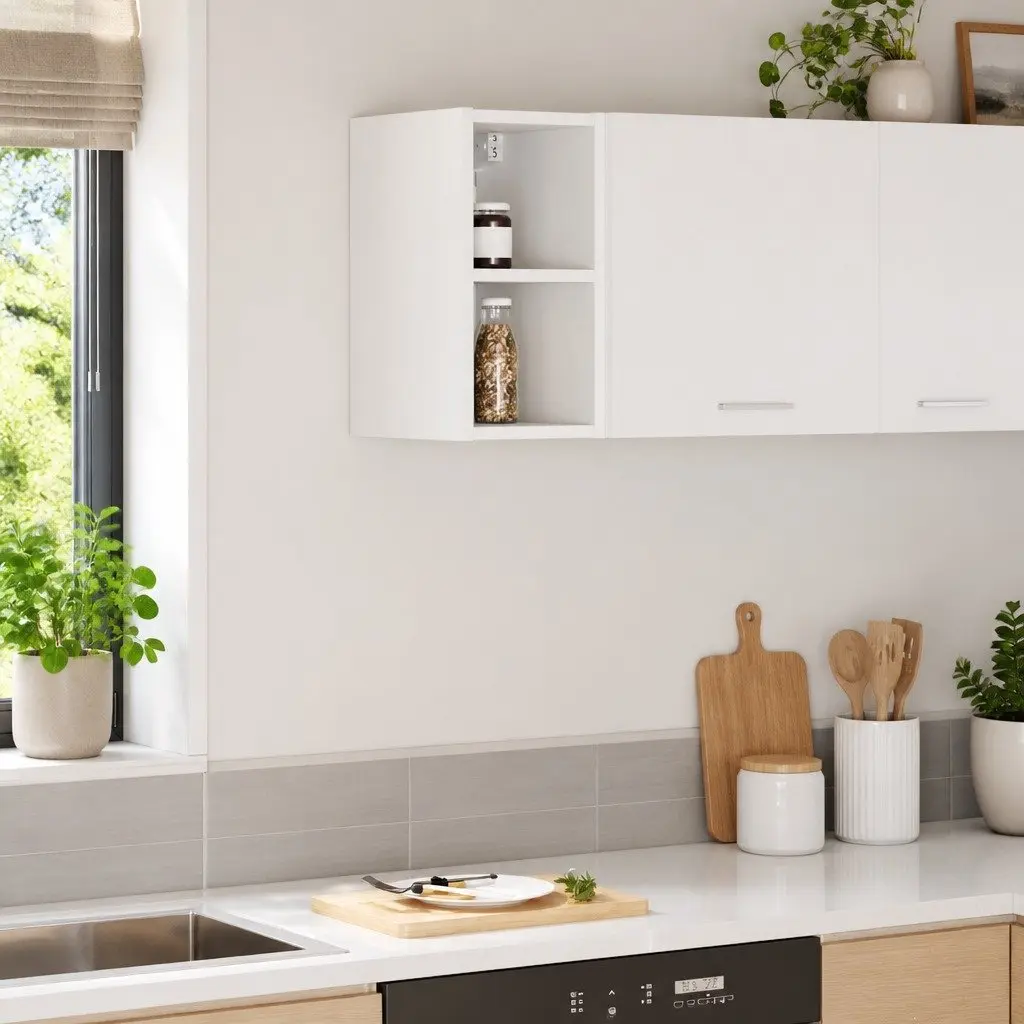 Hanging Kitchen Cabinet White Storage Engineered Wood Modern Design 20x29.5x40cm