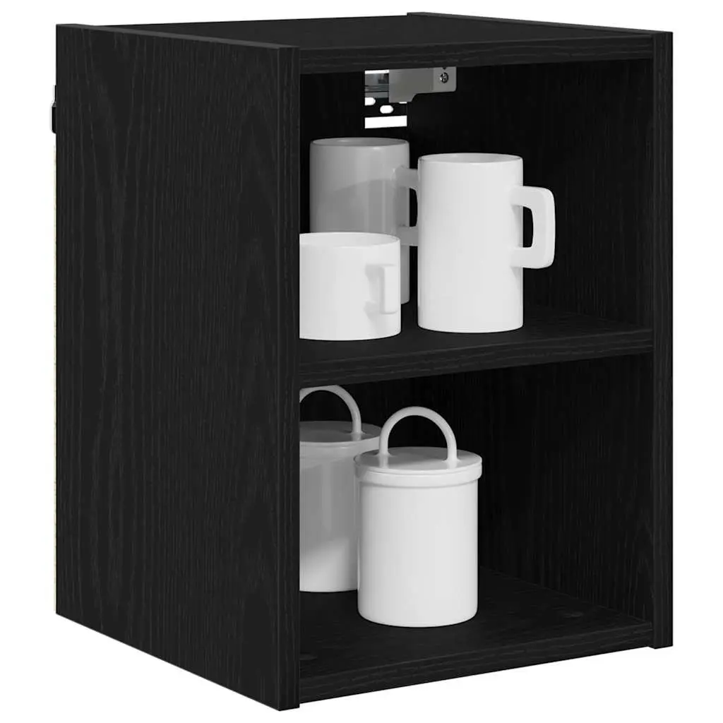 Hanging Kitchen Cabinet Black Oak Modern Storage Cupboard Engineered Wood