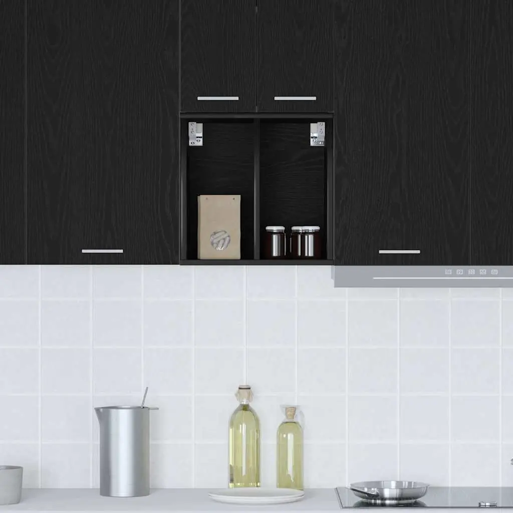 Hanging Kitchen Cabinet Black Oak Modern Storage Engineered Wood 40x29.5x40cm