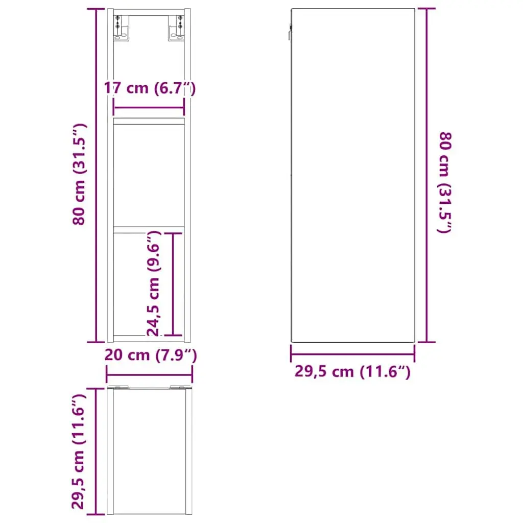 Hanging Kitchen Cabinet Storage White Modern 20x29.5x80cm Engineered Wood