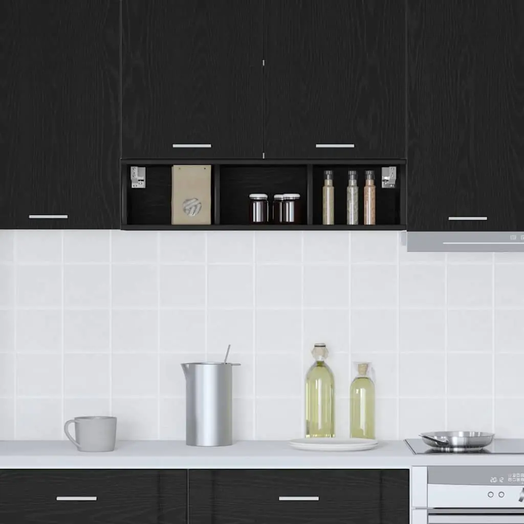Hanging Kitchen Cabinet Black Oak Modern Storage Engineered Wood 20 x 29.5 x 80 cm