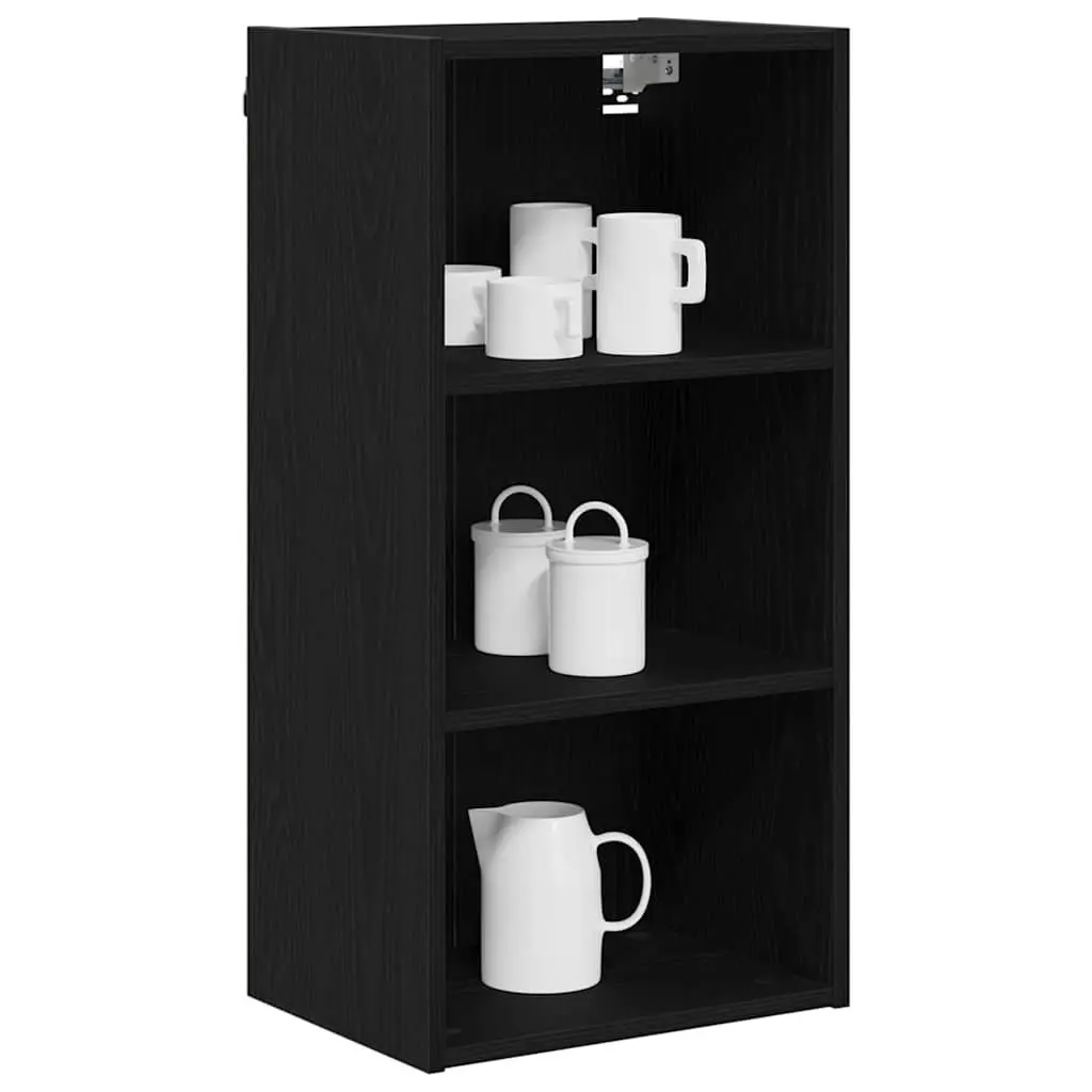 Hanging Kitchen Cabinet Black Oak Storage Modern Engineered Wood 40 x 29.5 x 80 cm