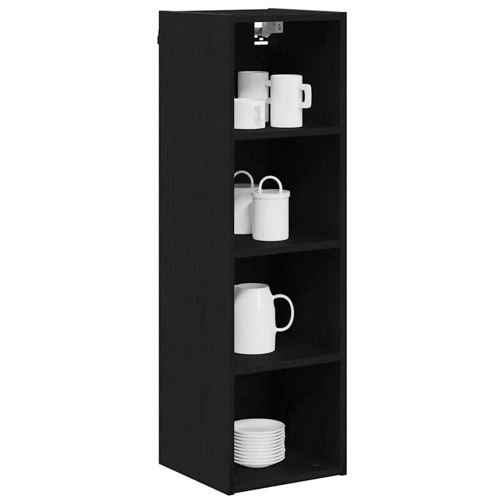 Hanging Kitchen Cabinet Black Oak Modern Storage Engineered Wood 30x29.5x100cm
