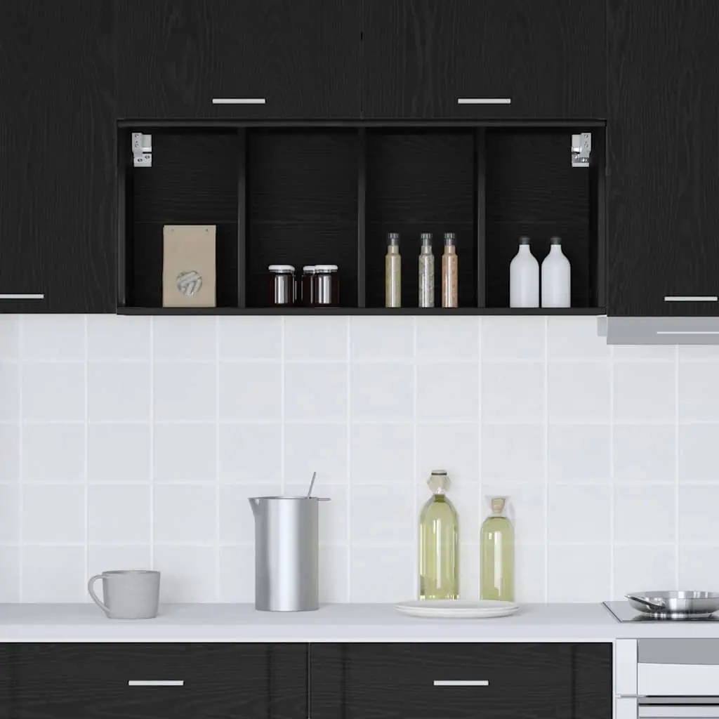 Black Oak Modern Hanging Kitchen Cabinet