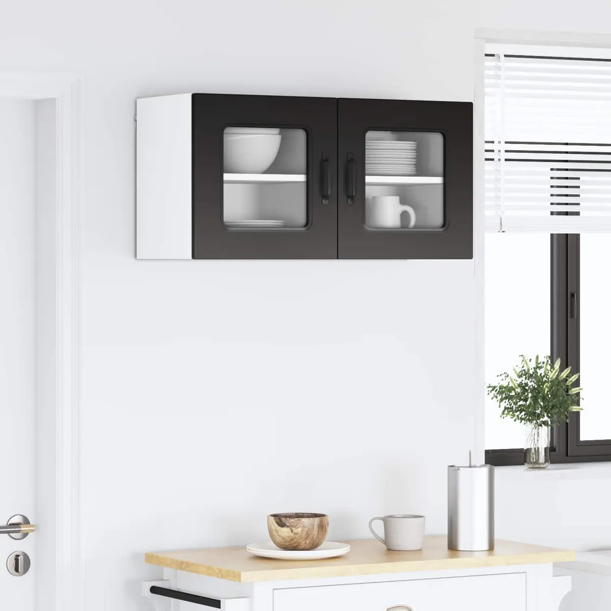 Dishwasher Storage Panel Black Engineered Wood for Kitchen Cabinet Size 40x31x40cm 2 Piece