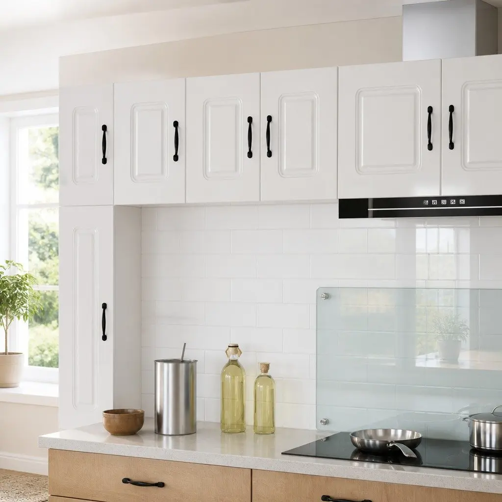Kitchen Cabinet in High Gloss White Finish