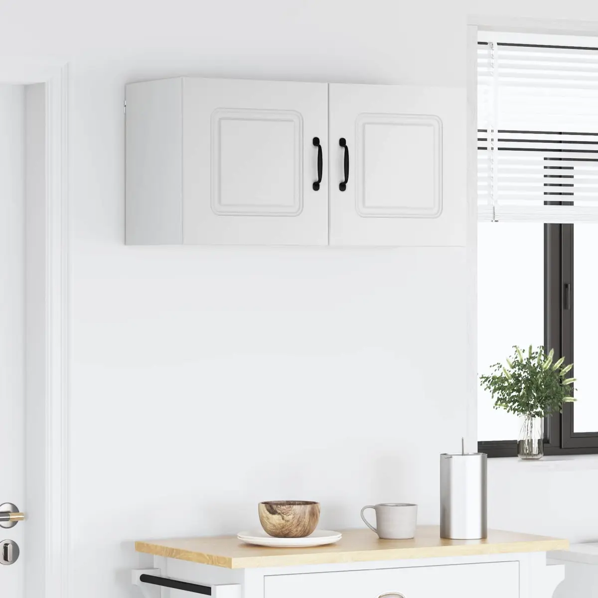 White Engineered Wood Kitchen Cabinet