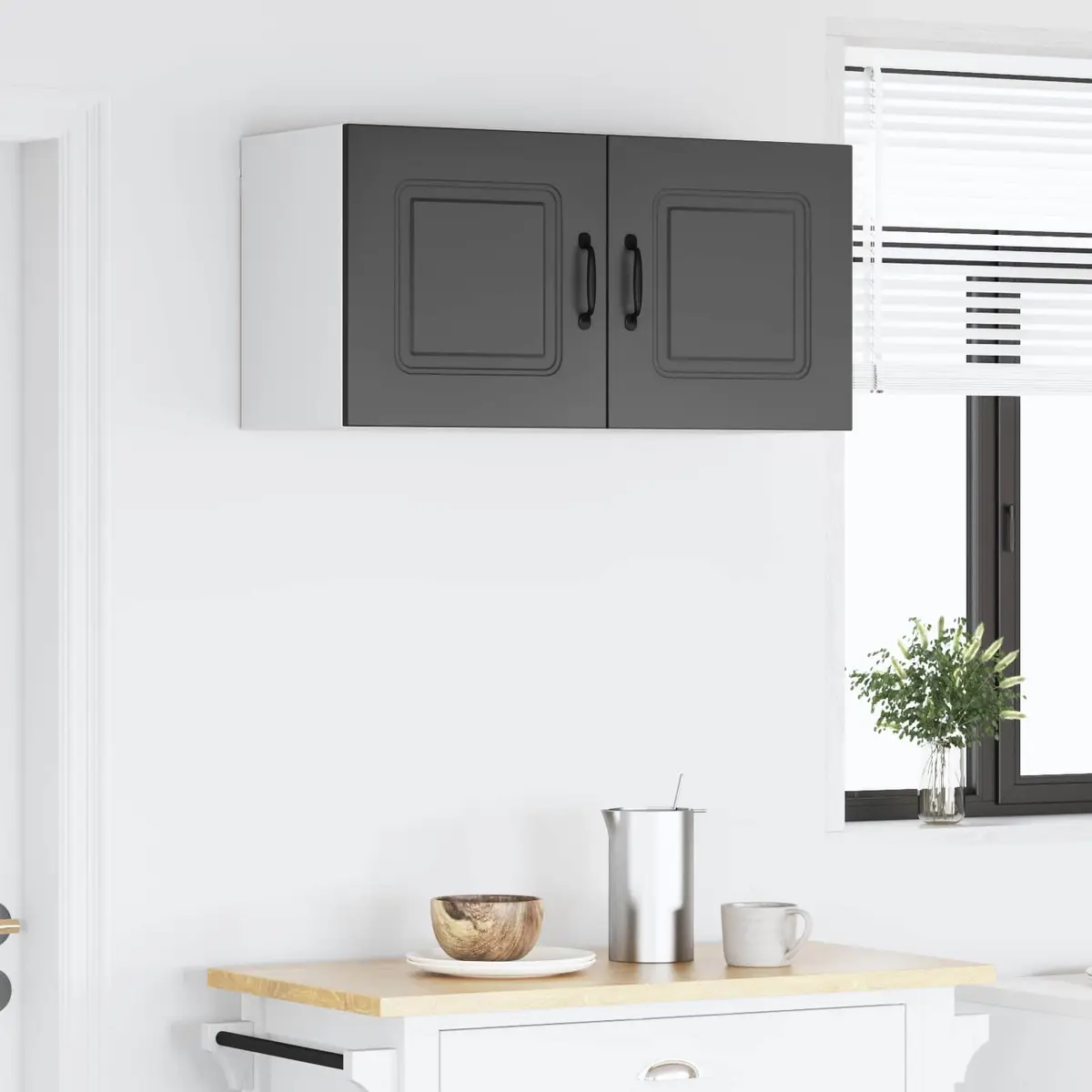 Dishwasher Panel Kitchen Cabinet Black Engineered Wood Storage Cupboard