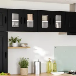 Engineered Wood Black Kitchen Cabinet Panel - 2 Pieces