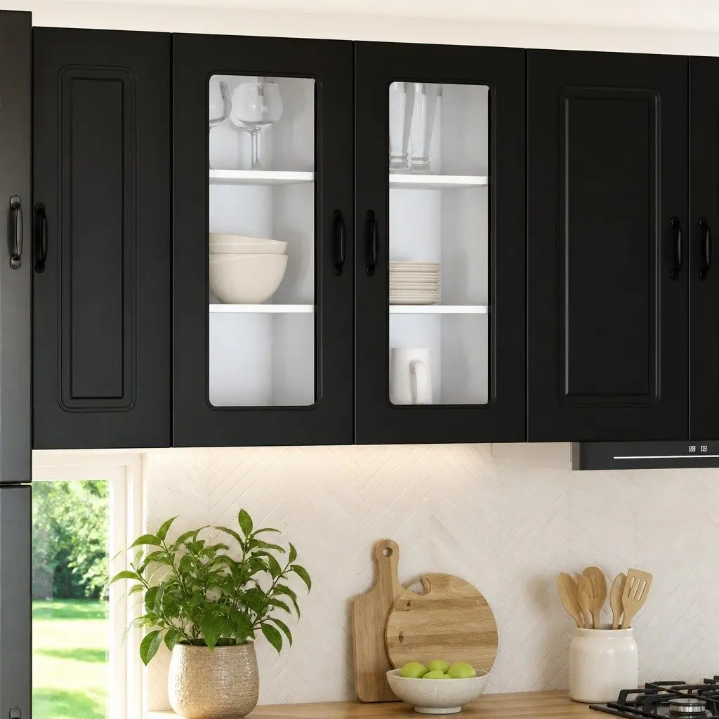 Dishwasher Panel Kitchen Cabinet Black Engineered Wood Storage Cupboard