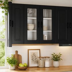Black Kitchen Dishwasher Panel Cabinet 40x31x80cm Engineered Wood Storage Unit