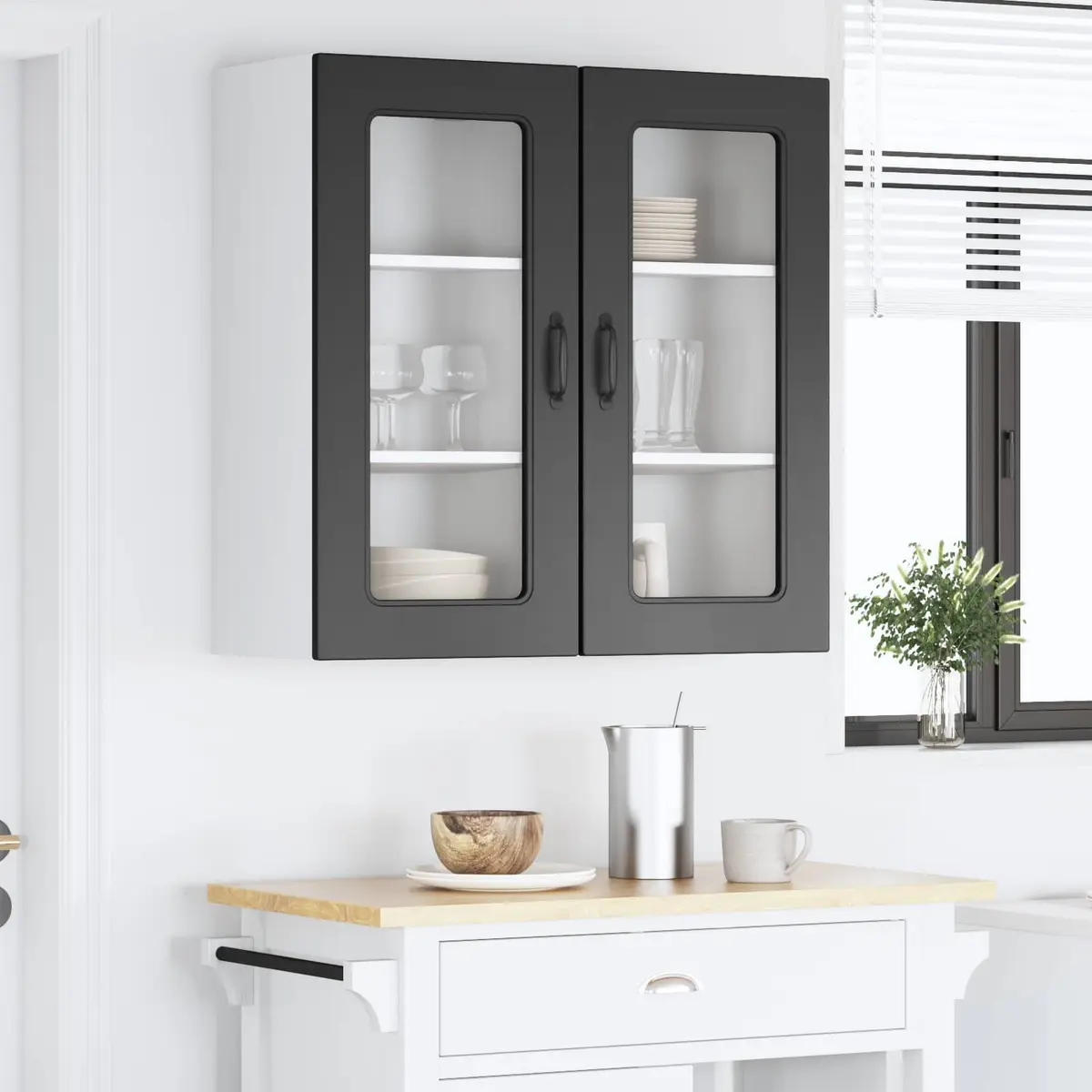 Black Kitchen Dishwasher Panel Cabinet 40x31x80cm Engineered Wood Storage Unit