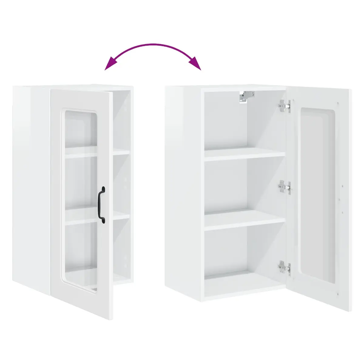 High Gloss White Kitchen Cabinet Storage Engineered Wood 40x31x80 cm