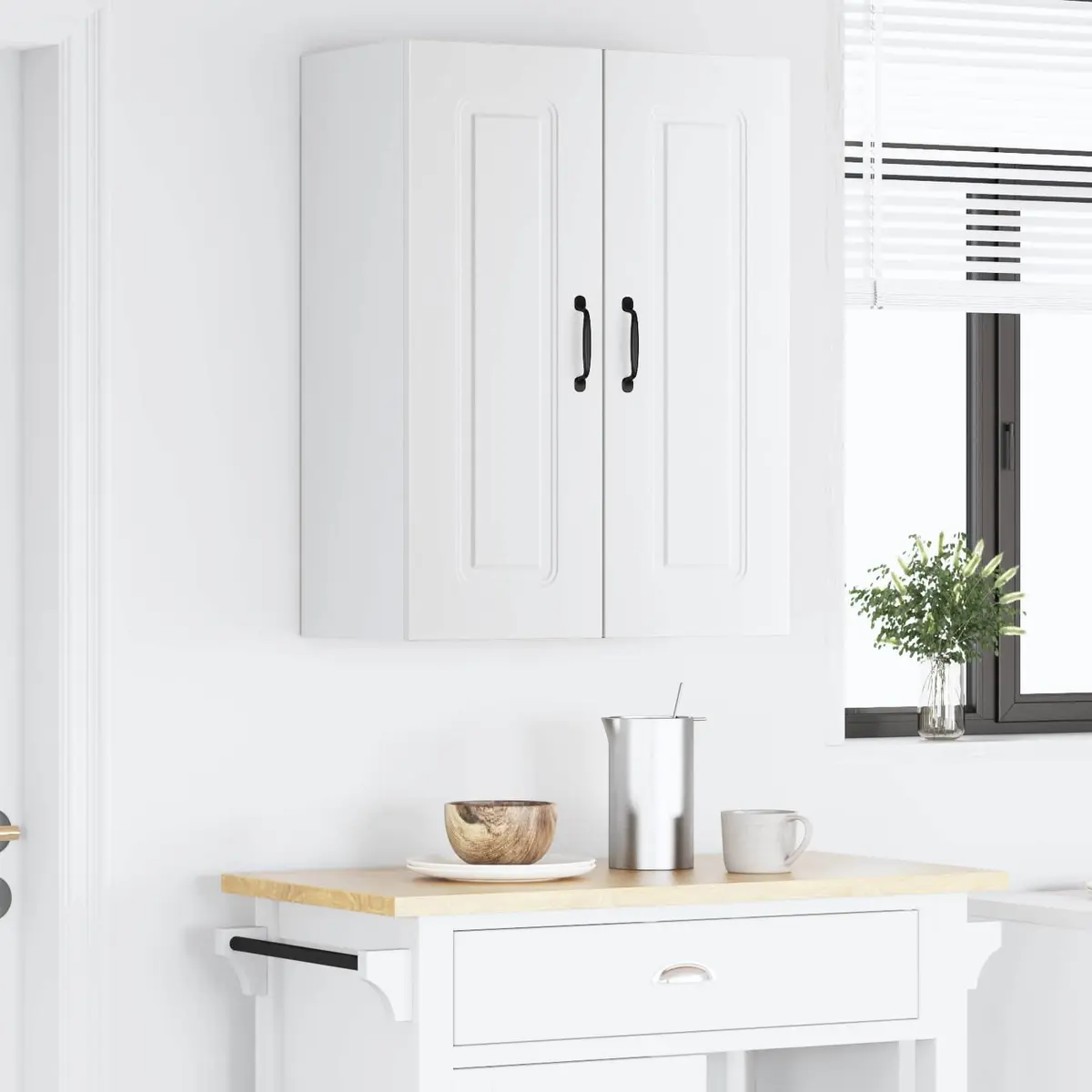 Kitchen Cabinet White Engineered Wood Storage Unit 30x31x80cm