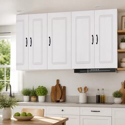 Dimensions and Details of White Engineered Wood Cabinet