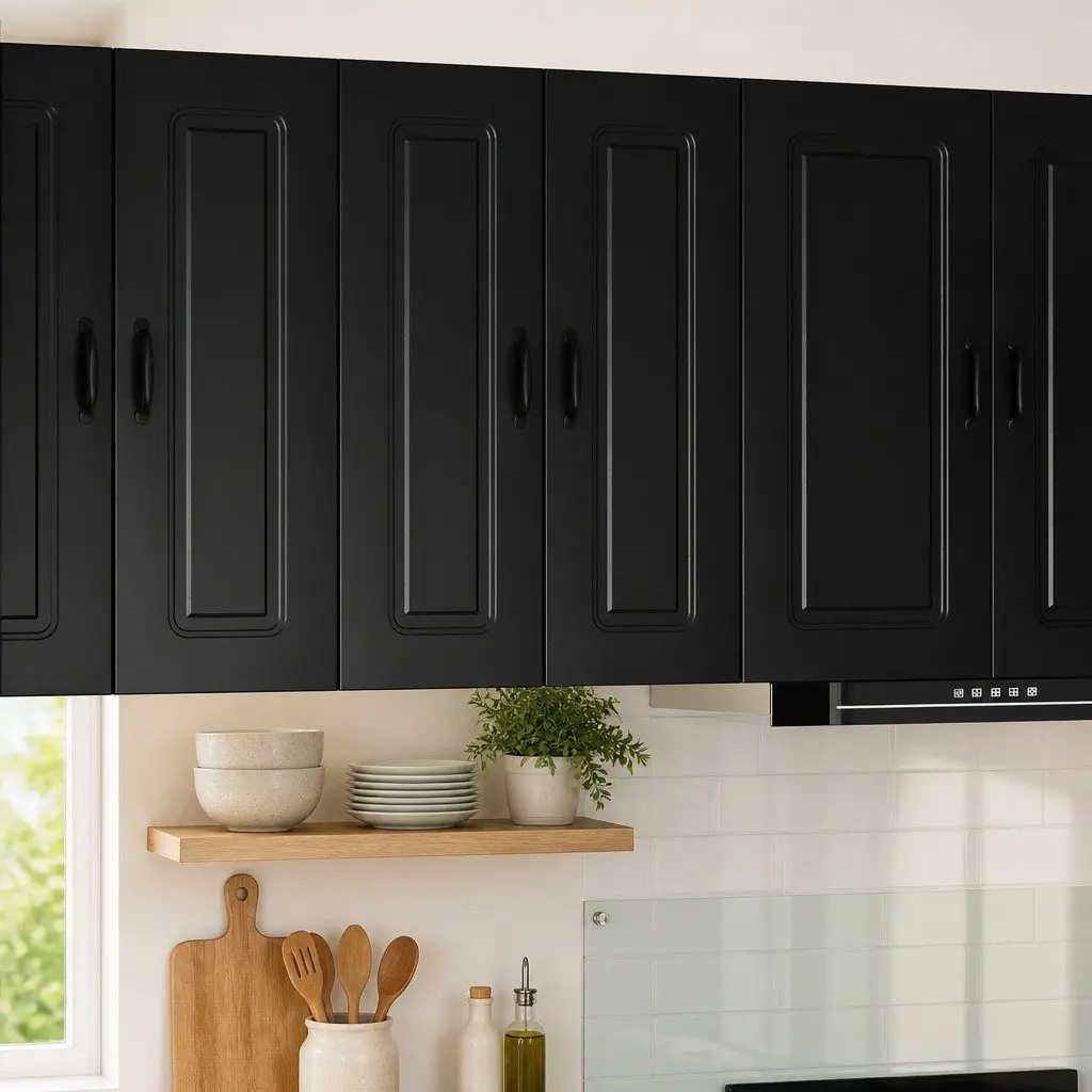 Black Engineered Wood Kitchen Cabinet Dishwasher Panel Storage 60x31x80cm