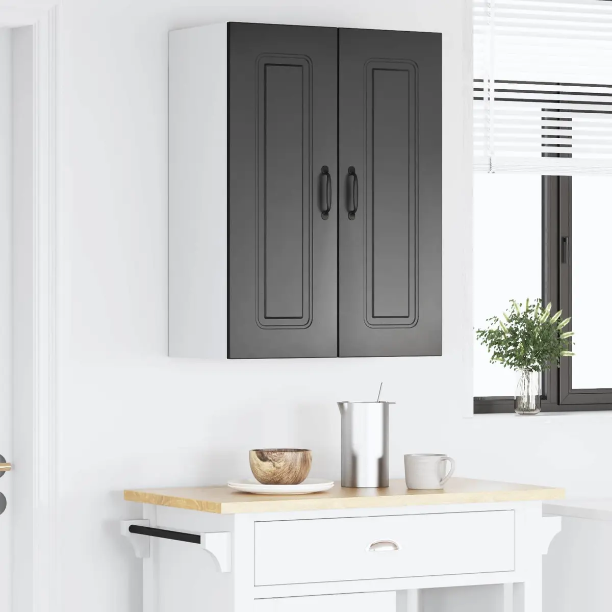Black Engineered Wood Kitchen Cabinet Dishwasher Panel Storage 60x31x80cm