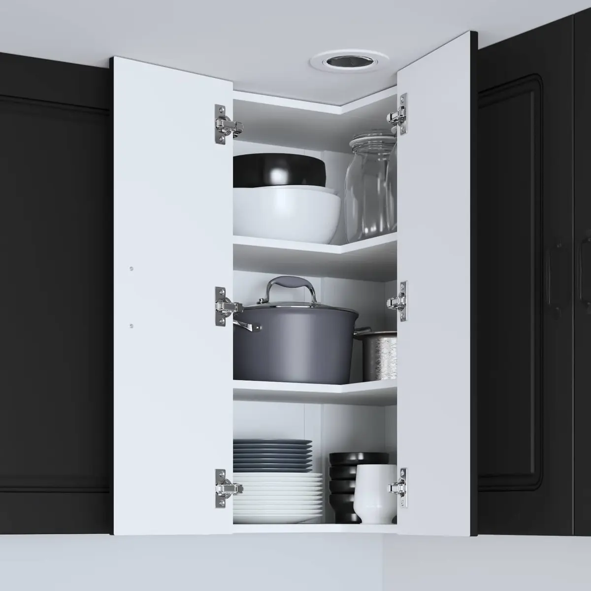 Black Engineered Wood Kitchen Cabinet