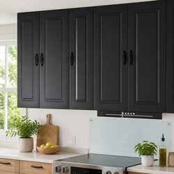 Engineered Wood Black Kitchen Cabinet with Specifics