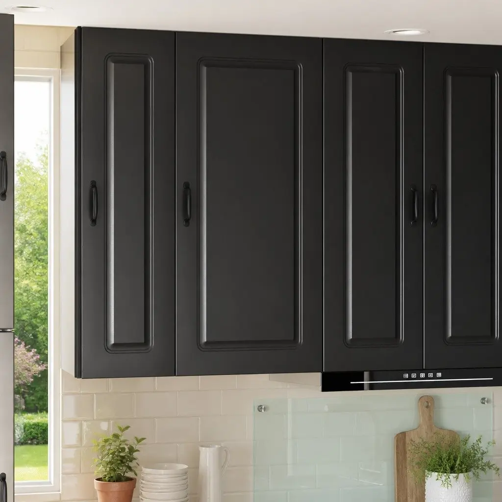 Black Kitchen Dishwasher Panel Cabinet Storage Engineered Wood 50 x 31 x 100 cm