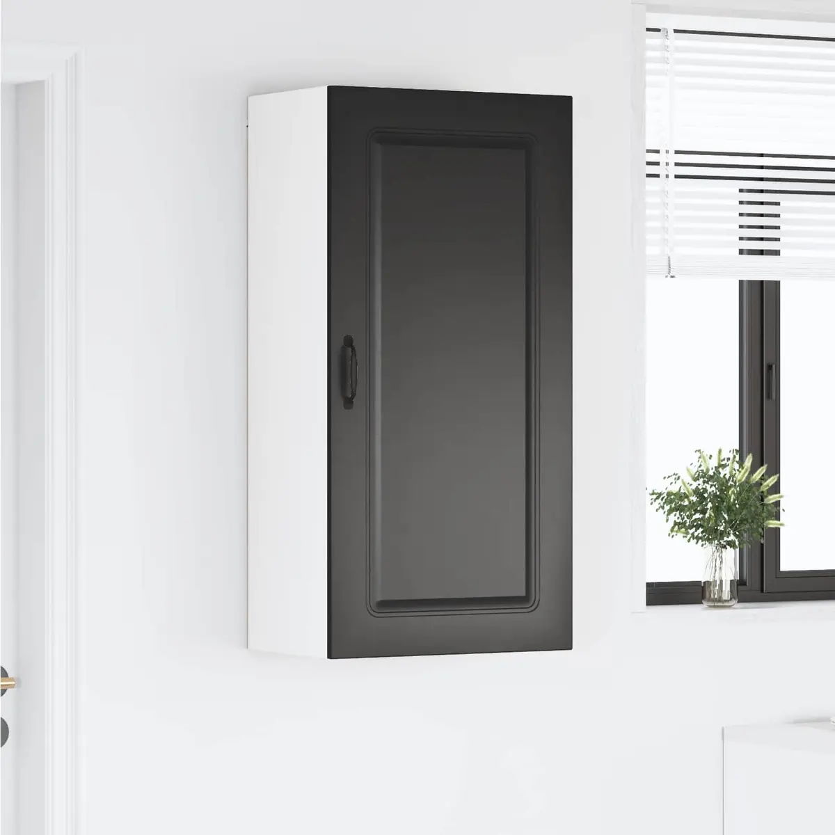 Black Kitchen Dishwasher Panel Cabinet Storage Engineered Wood 50 x 31 x 100 cm