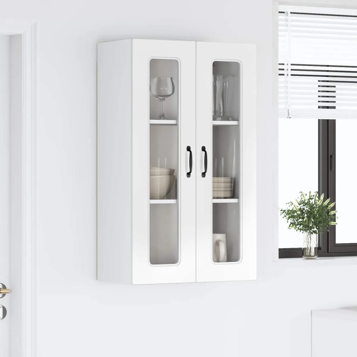 High Gloss White Engineered Wood Kitchen Cabinet 60x31x100cm