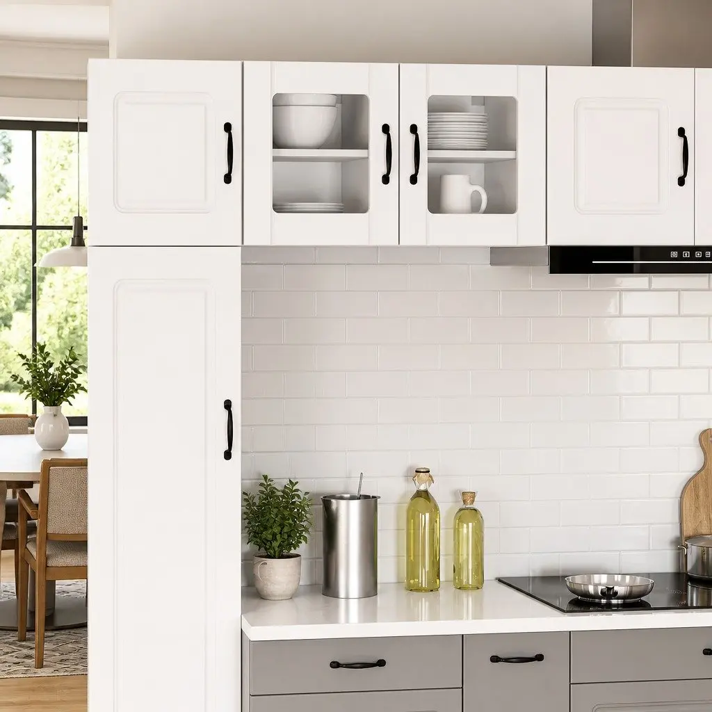 Wall Glass Cabinet Kitchen Storage White Engineered Wood 40x31x40cm