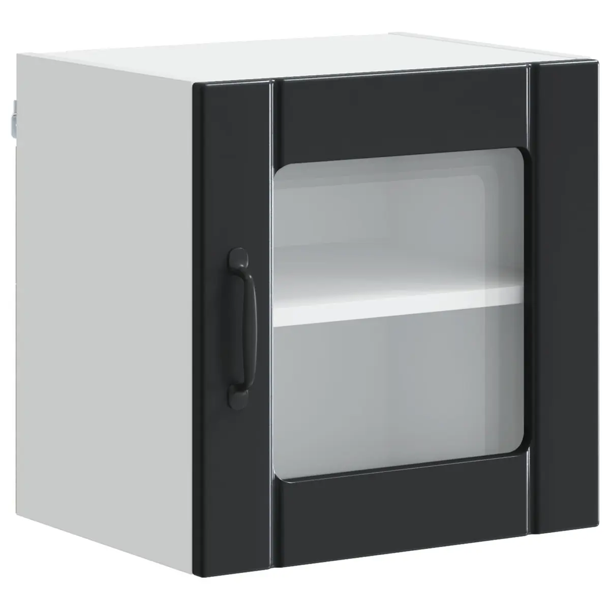 Wall-Mounted Black Glass Cabinet for Kitchen Use
