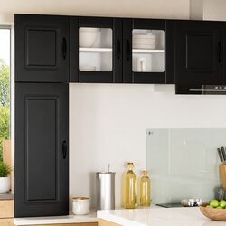 Specifications for Black Wall Glass Cabinet Set