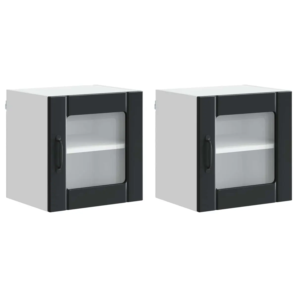 Black Wall Glass Cabinet Set