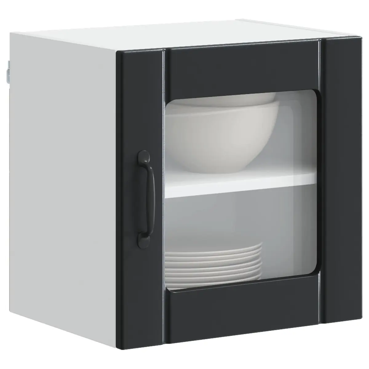 Black Wall Glass Cabinet Set
