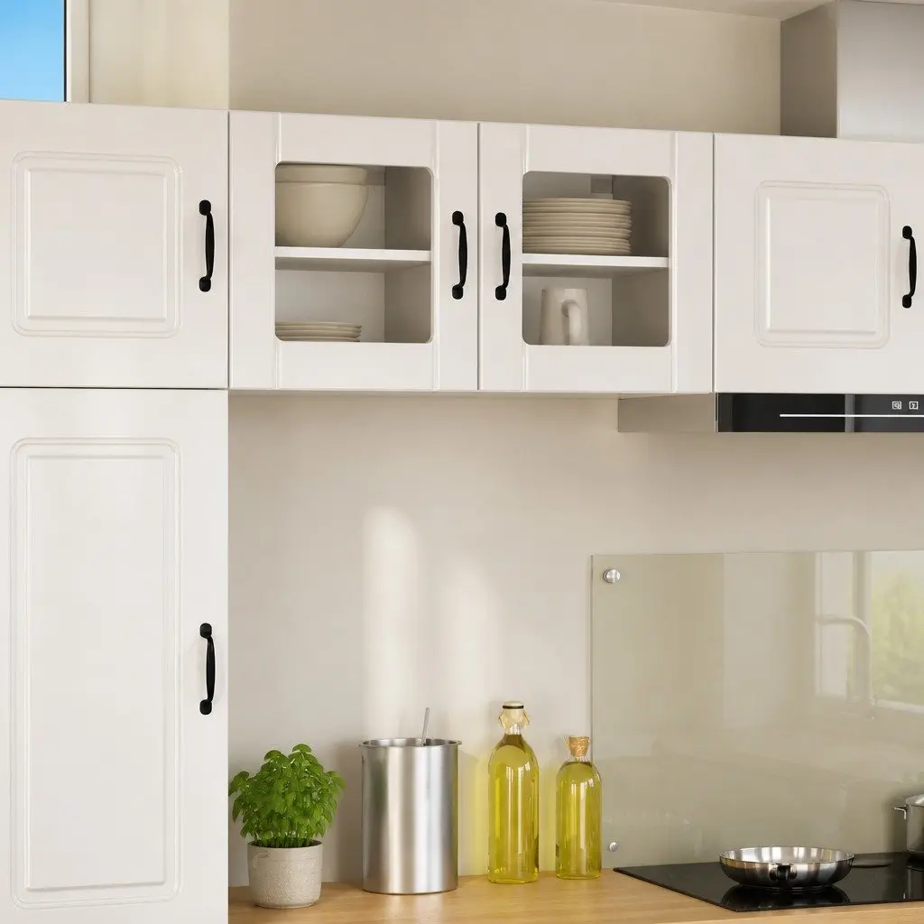 Wall Glass Cabinet Kitchen Storage High Gloss White Engineered Wood 40x31x40cm