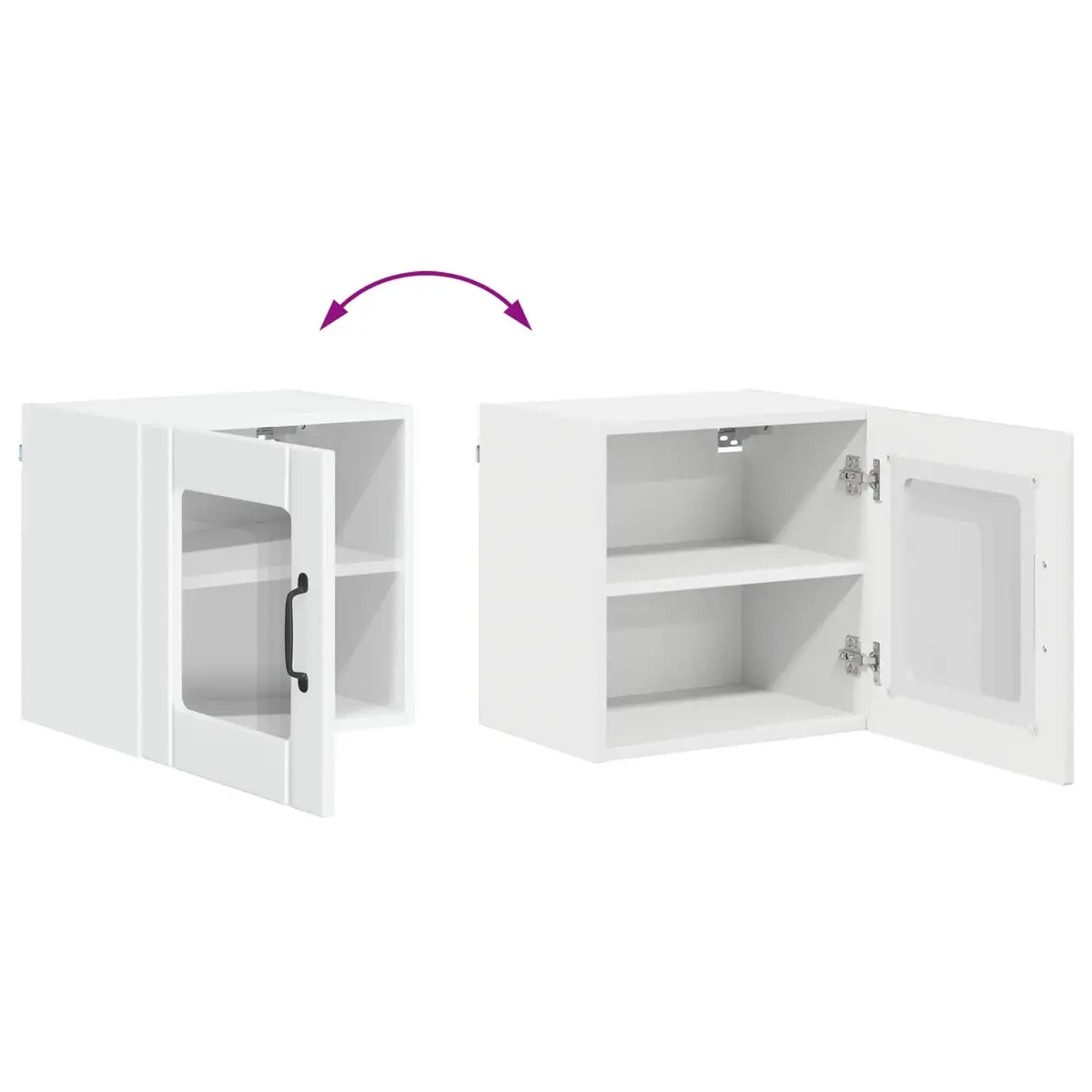 Wall Glass Cabinet Kitchen Storage High Gloss White Engineered Wood 40x31x40cm