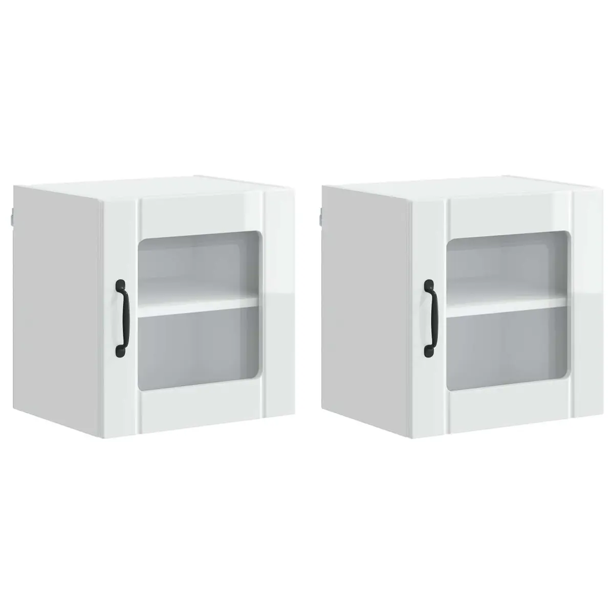 Wall Glass Cabinet Kitchen Storage Unit High Gloss White 40 x 31 x 40 cm 2 Piece