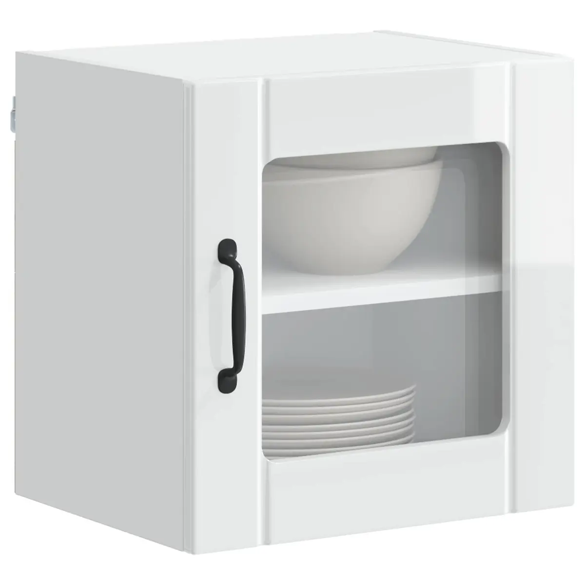 Wall Glass Cabinet Kitchen Storage Unit High Gloss White 40 x 31 x 40 cm 2 Piece