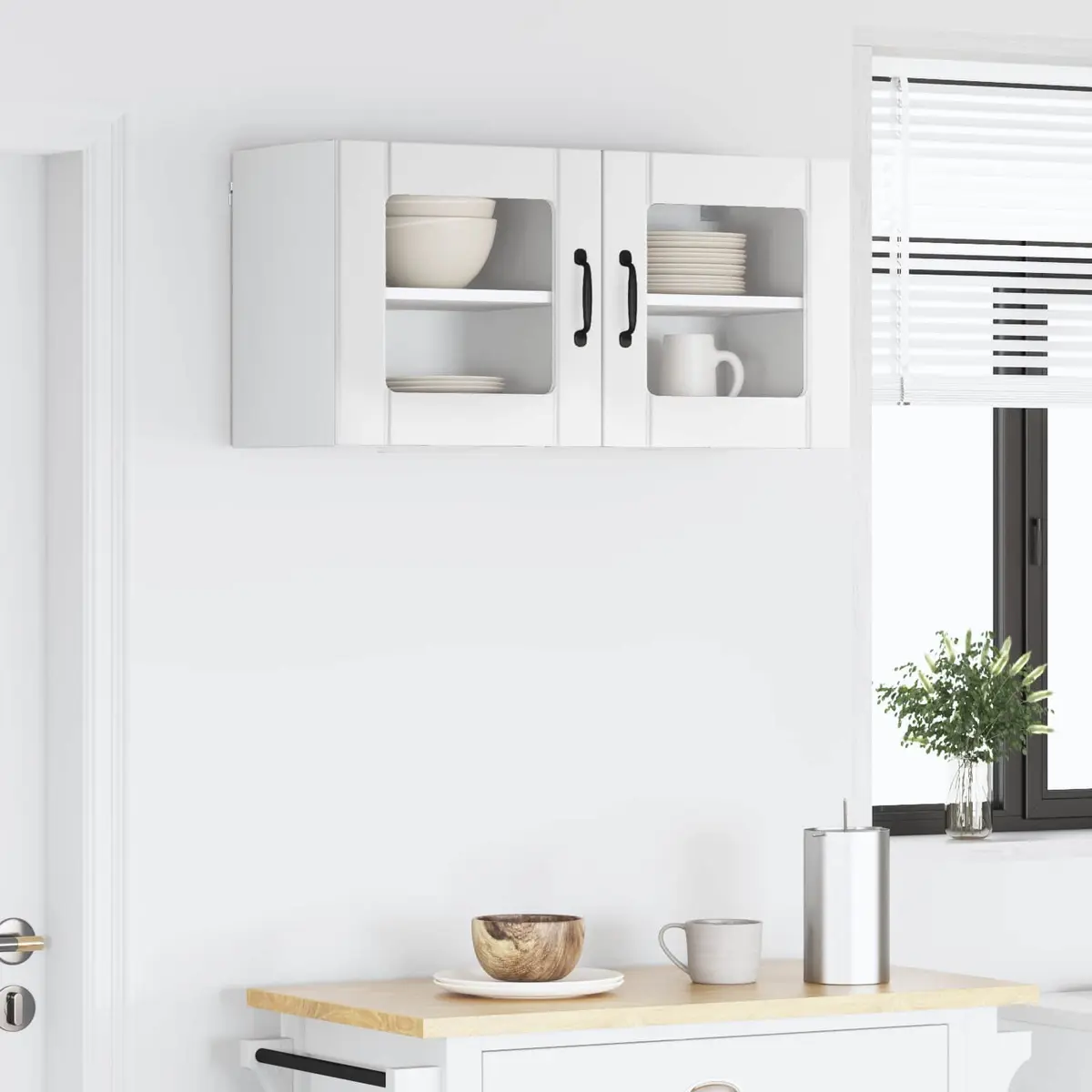 Wall Glass Cabinet Kitchen Storage Unit High Gloss White 40 x 31 x 40 cm 2 Piece