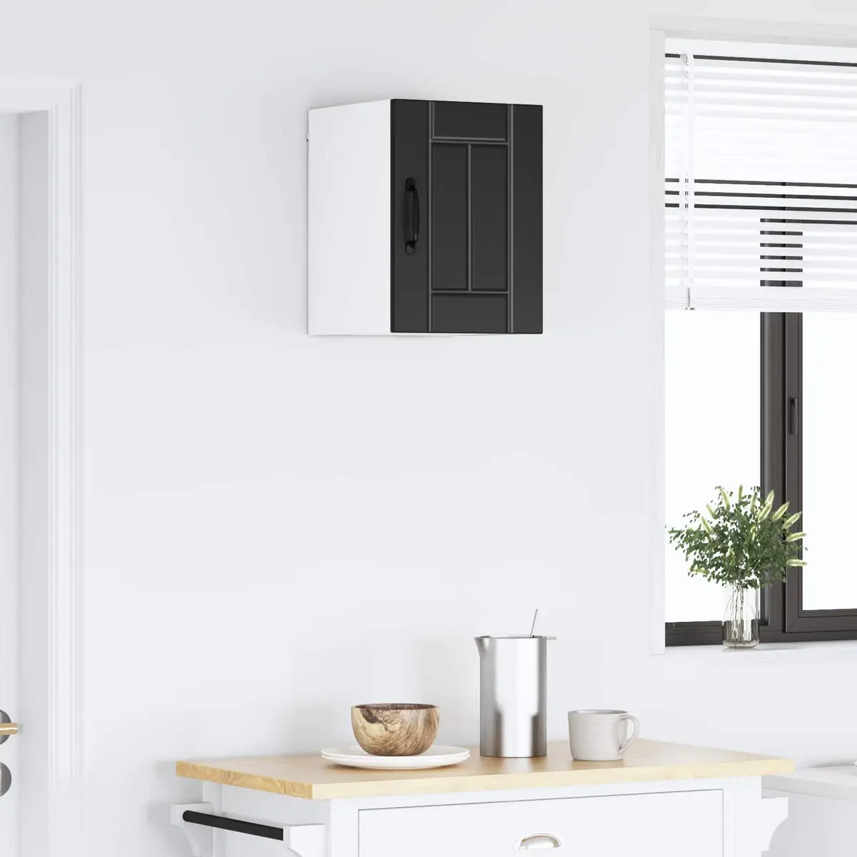 Wall Cabinet Kitchen Dishwasher Panel Black Storage Cupboard Engineered Wood