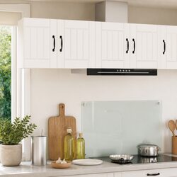 Wall Cabinet 2 Pieces White Engineered Wood Kitchen Storage Modern Rectangular