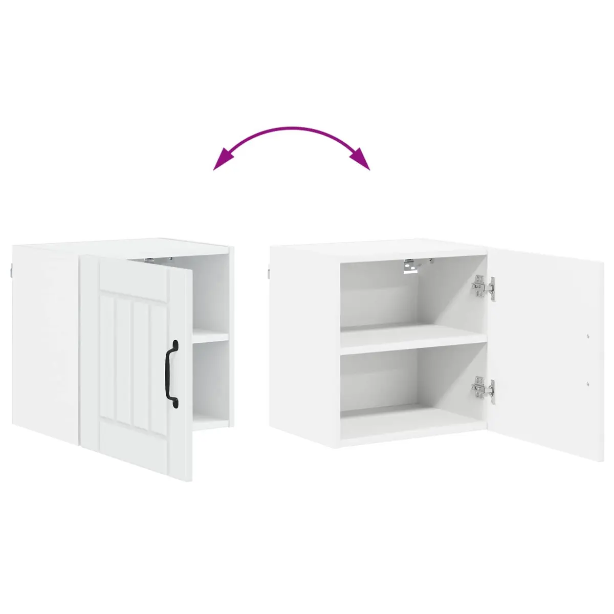 Wall Cabinet 2 Pieces White Engineered Wood Kitchen Storage Modern Rectangular