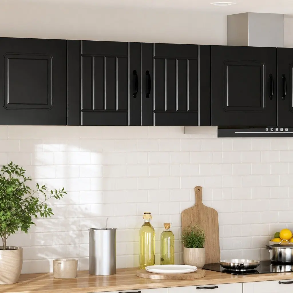 Wall Cabinet Kitchen Storage Dishwasher Panel Black 40 x 31 x 40 cm Modern