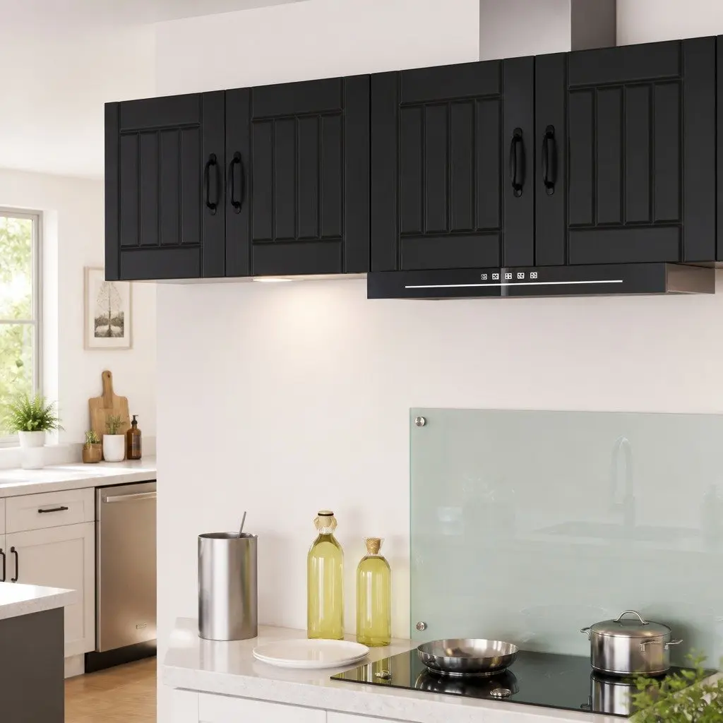 Wall Cabinet Engineered Wood 2 Pieces Black Kitchen Storage 40 x 31 x 40 cm