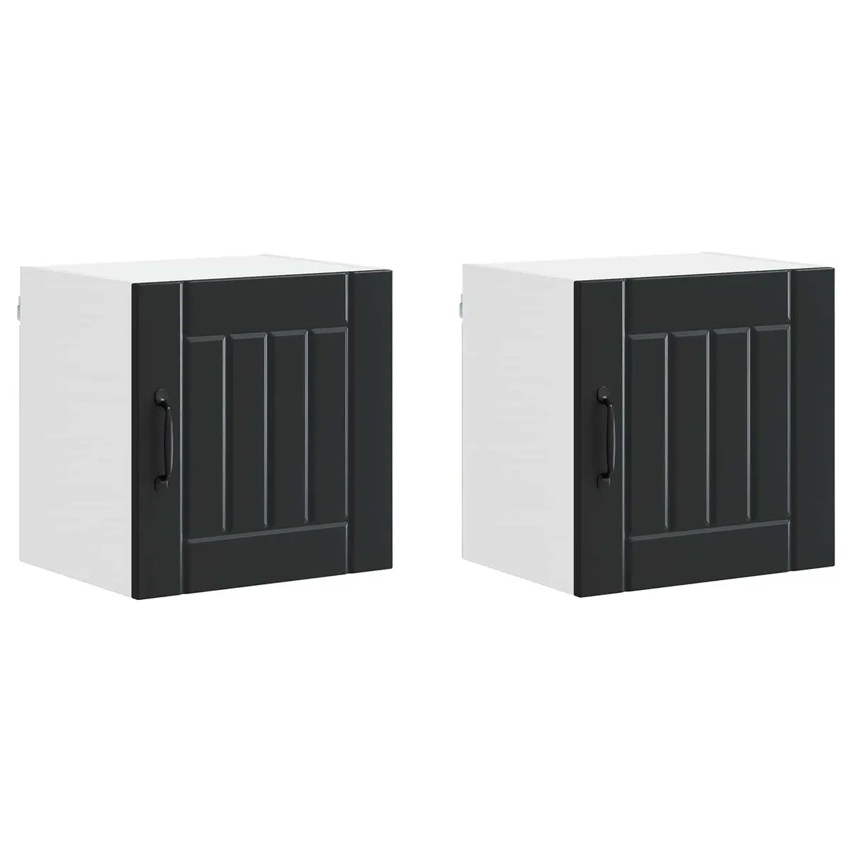 Wall Cabinet Engineered Wood 2 Pieces Black Kitchen Storage 40 x 31 x 40 cm