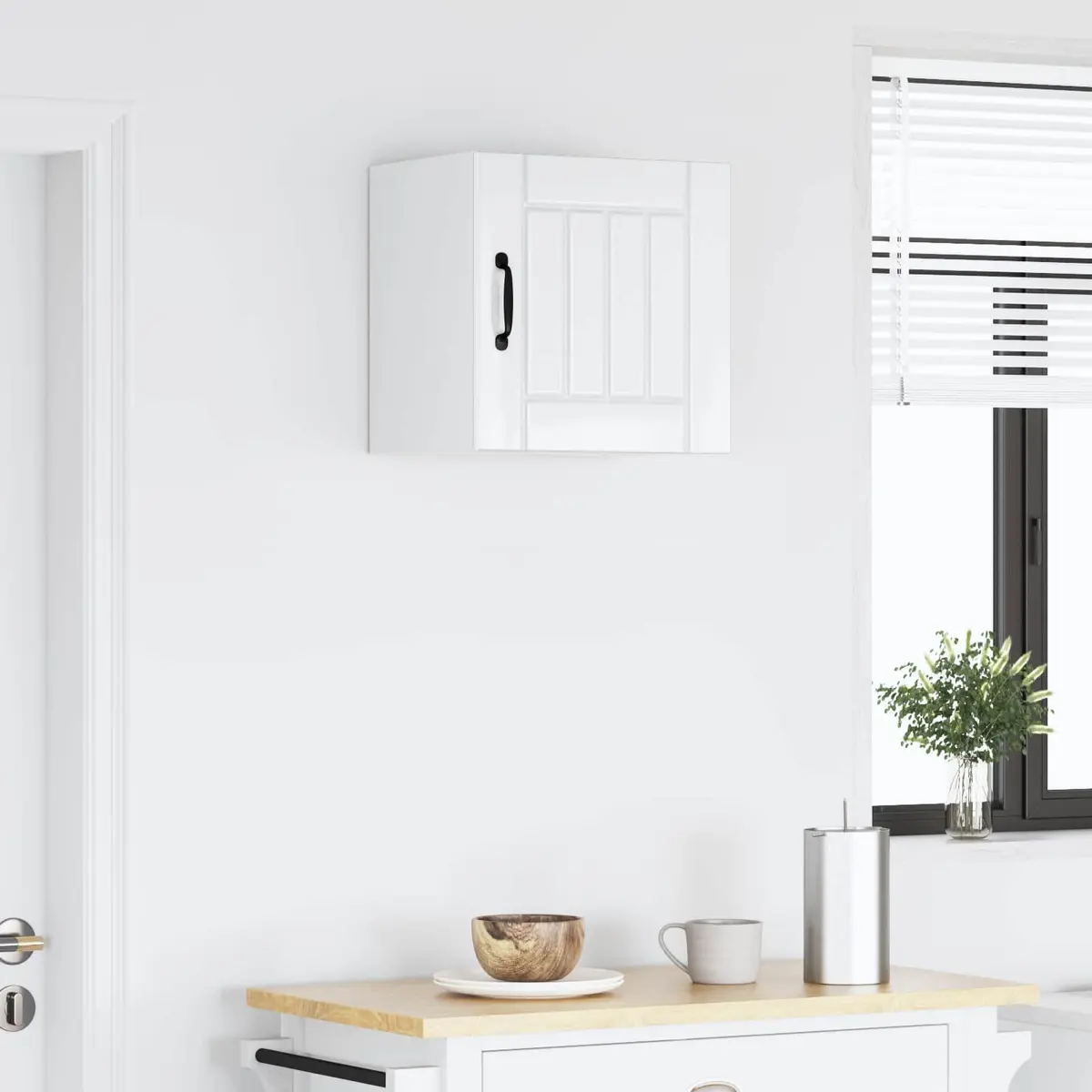 Wall Cabinet Kitchen Storage Unit High Gloss White Engineered Wood 40x31x40 cm