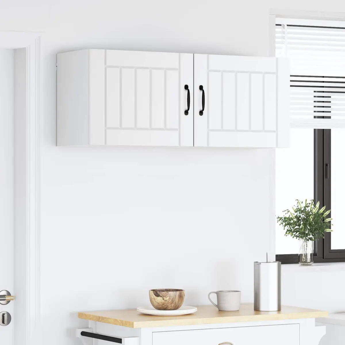 Wall Mounted Kitchen Storage Cabinet Engineered Wood 50cm x 31cm x 40cm White Set of 2