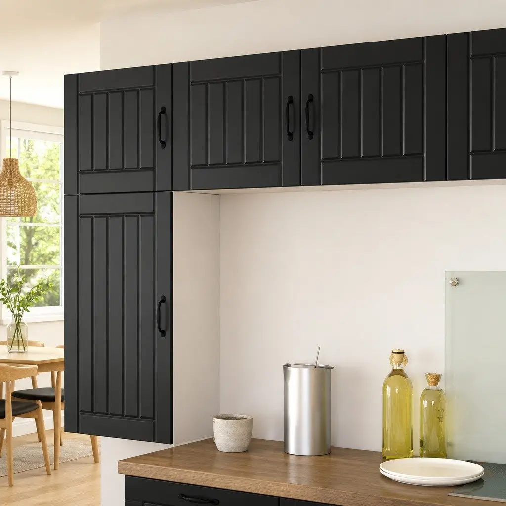 Black Engineered Wood Wall Cabinet