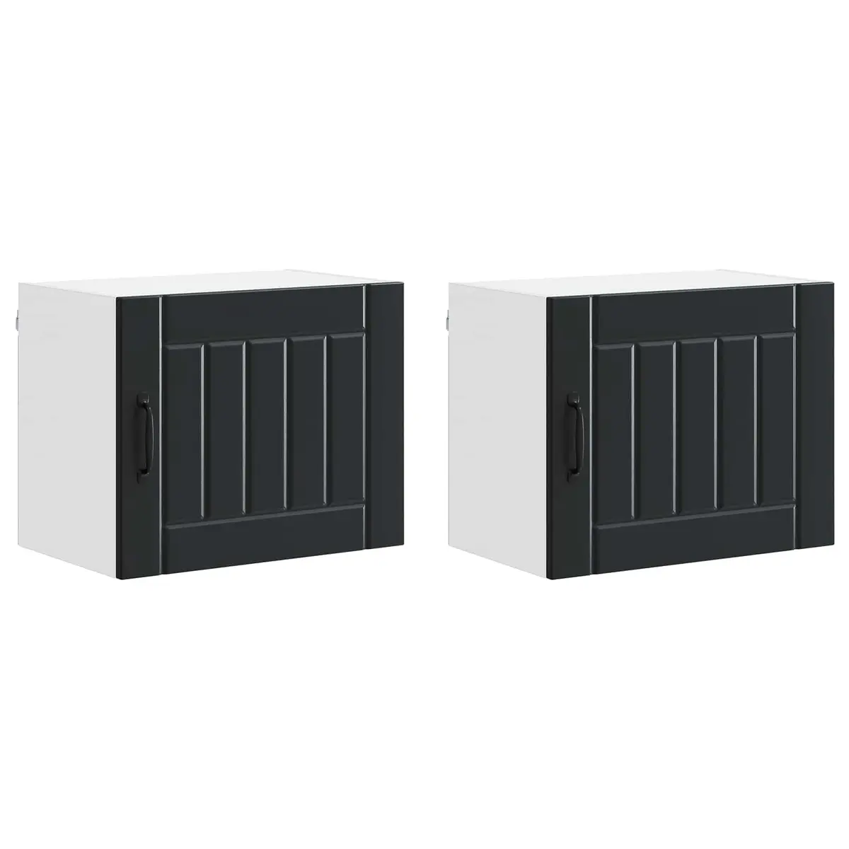 Wall Cabinet Set 2 pcs Black Kitchen Storage Engineered Wood 50 x 31 x 40 cm