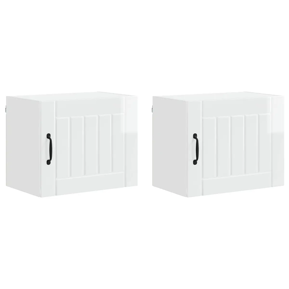Wall Cabinet 2 pcs High Gloss White Kitchen Storage Engineered Wood Rectangular
