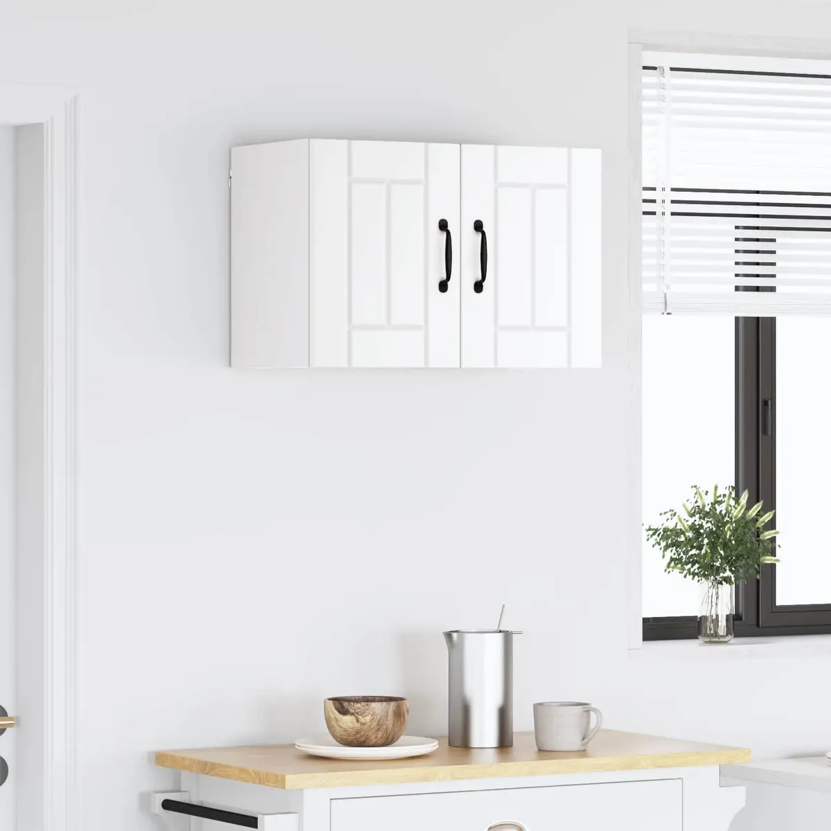 White Wall Cabinet 60 x 31 x 40 cm for Kitchen Storage
