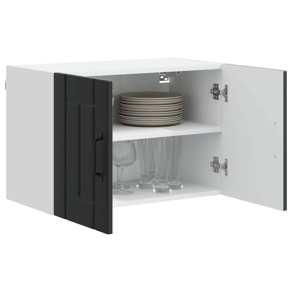 Wall Cabinet Kitchen Storage Dishwasher Panel Black 60x31x40cm Modern Furniture
